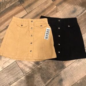 BDG Selma button through corduroy skirt